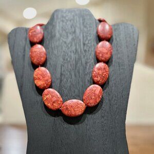 ❤️ Red Coral Disc Necklace – Vibrant, Bold, and Naturally Beautiful